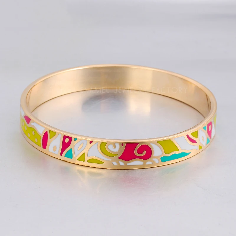 New Arrival Elegant Classic Vintage Bangle Stainless Steel  Metal Enamel Bracelet for Women Trendy Jewelry