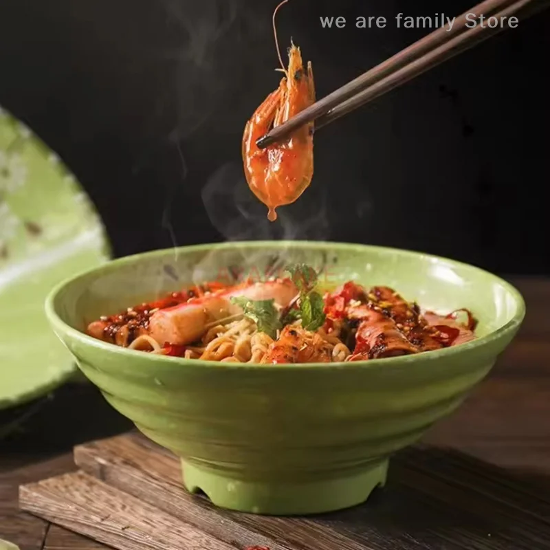 Ciotola per noodle in melammina resistente alla rottura Fiore addensato Ciotola grande Ciotola per zuppa Stoviglie per alimenti in plastica 7/8/9 pollici