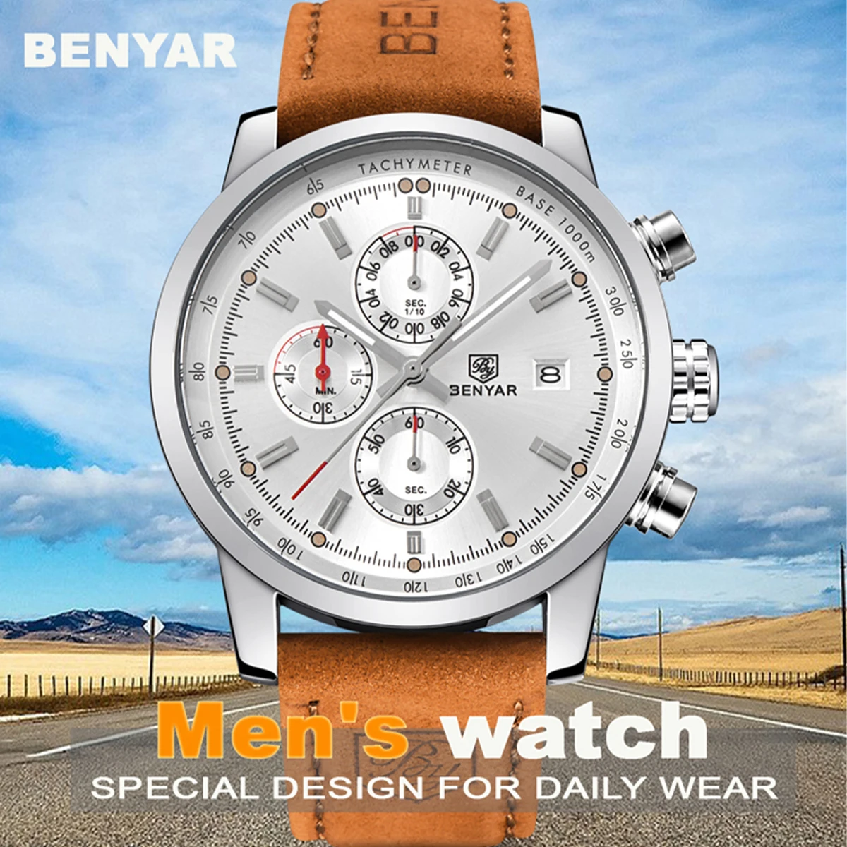 BENYAR موضة كرونوغراف رياضة رجالي ساعات العلامة التجارية الفاخرة ساعة كوارتز Reloj Hombre سات ساعة الذكور ساعة relogio Masculino #1