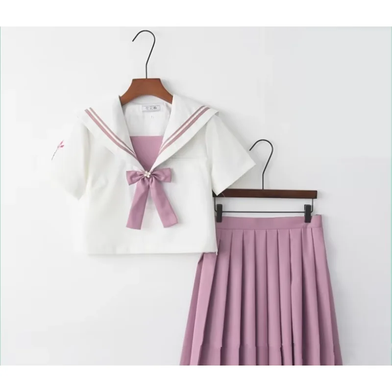زي مدرسي ياباني للفتيات قطع علوية بحار + ربطة عنق + تنورة ملابس للطلاب على الطراز البحري لملابس مشجع لالا للفتيات