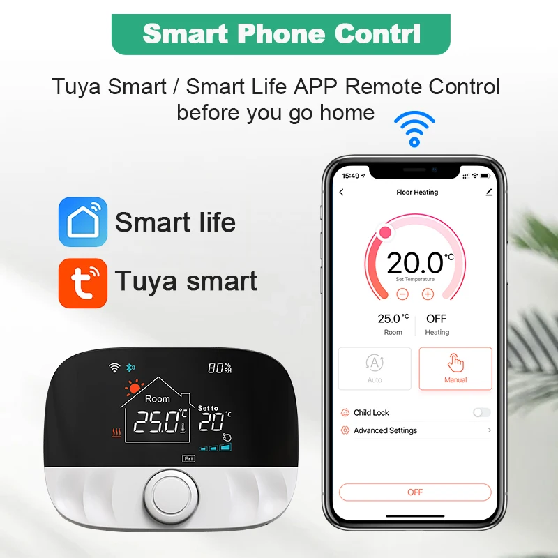 Tuya Smart Home Wifi Wireless Room Thermostat  For Gas Boiler Floor Heating RF Temperature Controller Battery Alexa Google Home