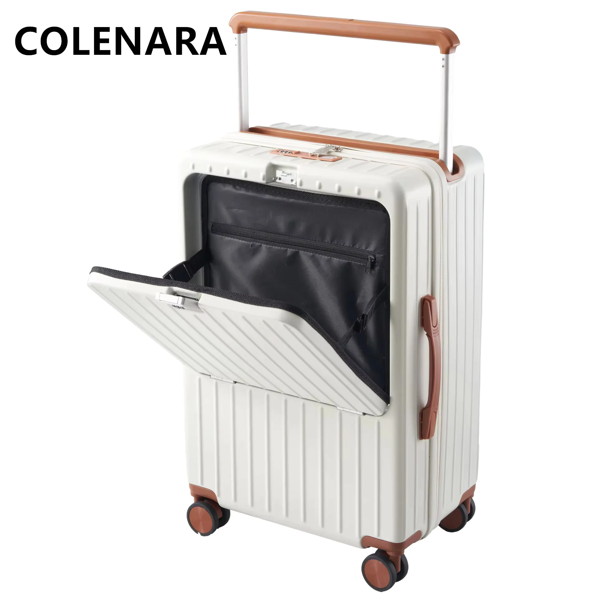 COLENARA Cabin Suitcase Front Opening Laptop Boarding Case USB Charging Trolley Case 20