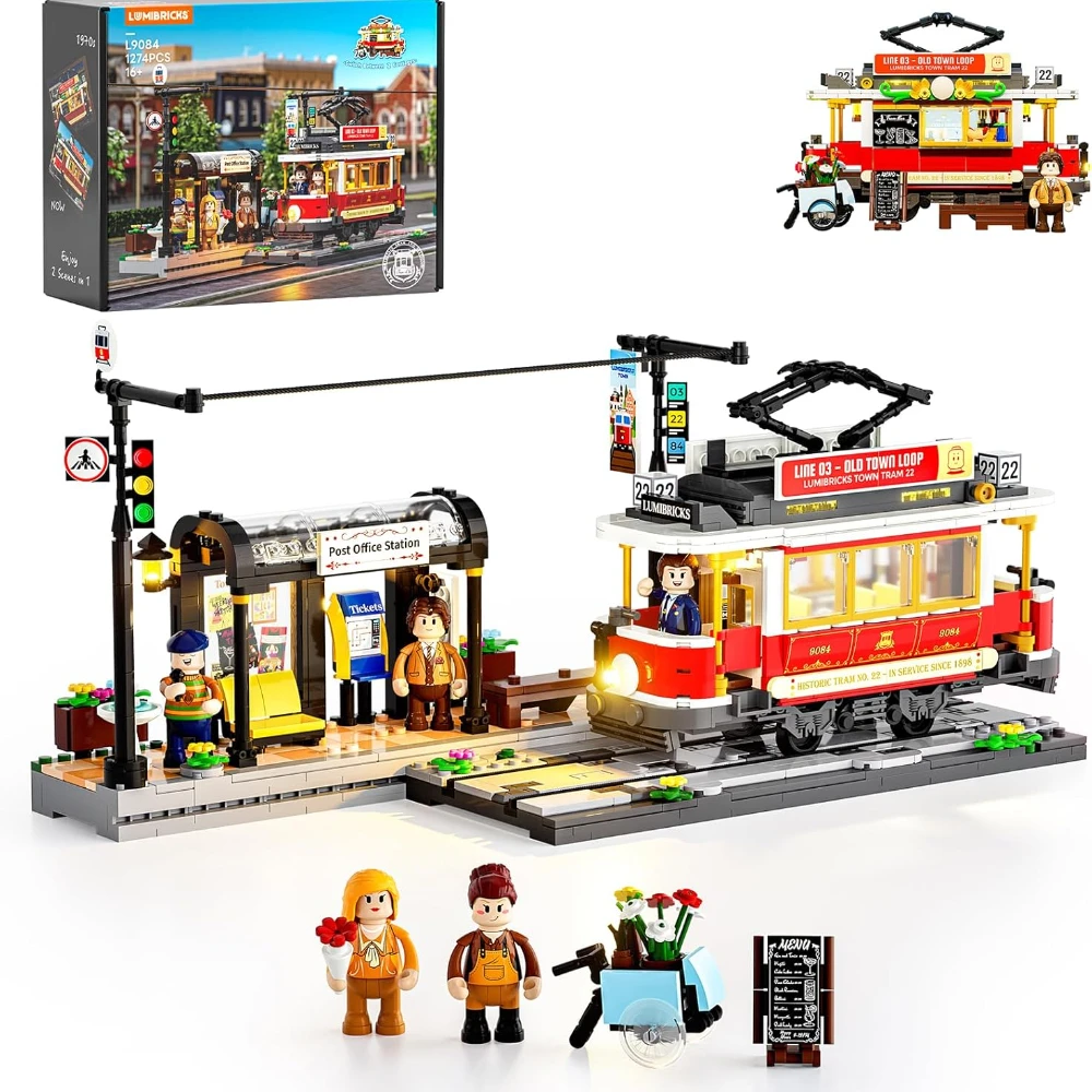 

Lumibricks Heritage Tram and Station Lighting Набор строительных блоков 1274 шт. Модульная коллекция City Streetcar Old Town Downtown