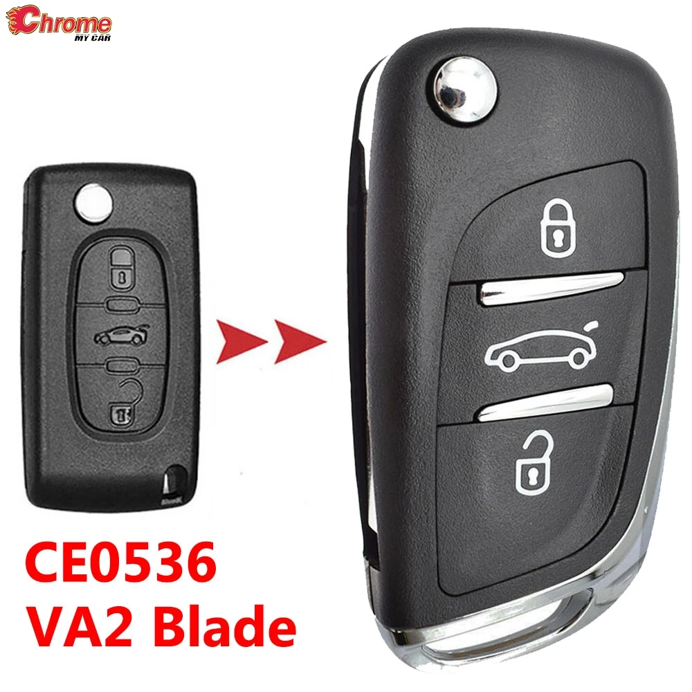 

Чехол-корпус для выкидного смарт-ключа с 3 кнопками для Peugeot 308, Partner, Citroen C3 Picasso, C2, C3, C4 Aircross, Dispatch, C8