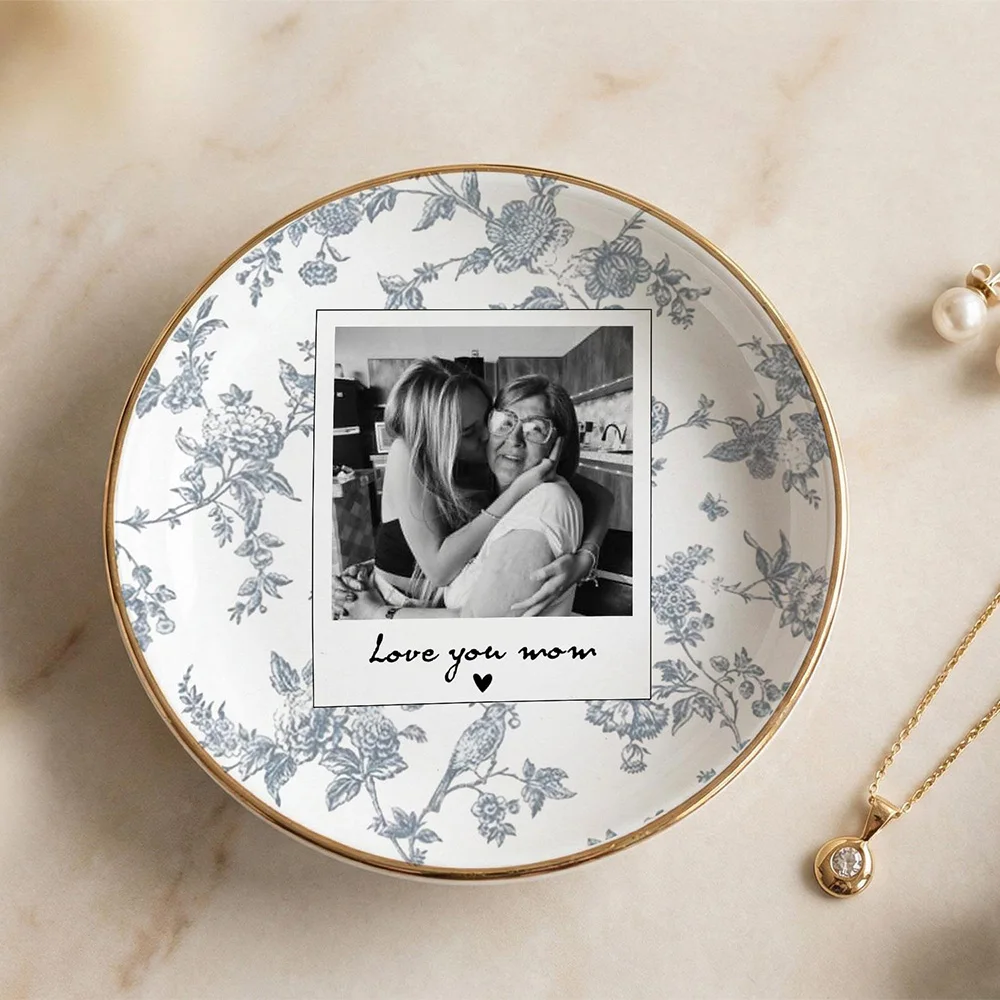 Plateau à bijoux personnalisé avec photo pour meilleure amie, plateau à bagues en céramique pour demande en mariage de demoiselle d'honneur, cadeau de mariage pour amie