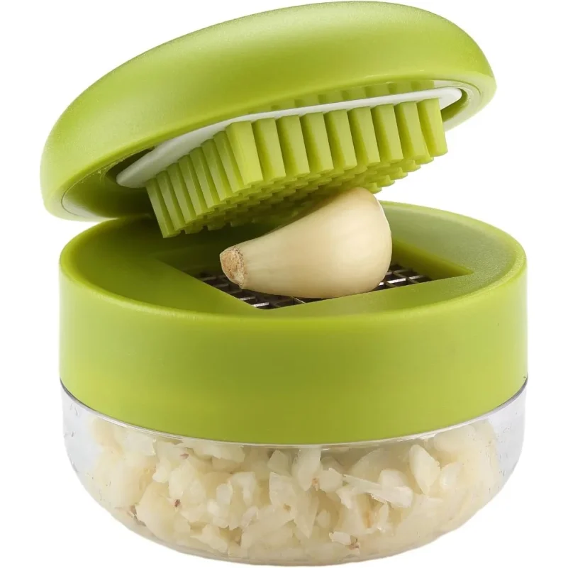 Portable ABS & Stainless Steel Garlic Mincer & Ginger Presser, Multifunctional Handheld Slicer with Storage Box