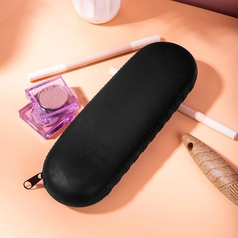 Makeup Brush Holder Silicone Portable Cosmetic Brush Organizer Container Case Waterproof Soft Bag for Women Girls Travel