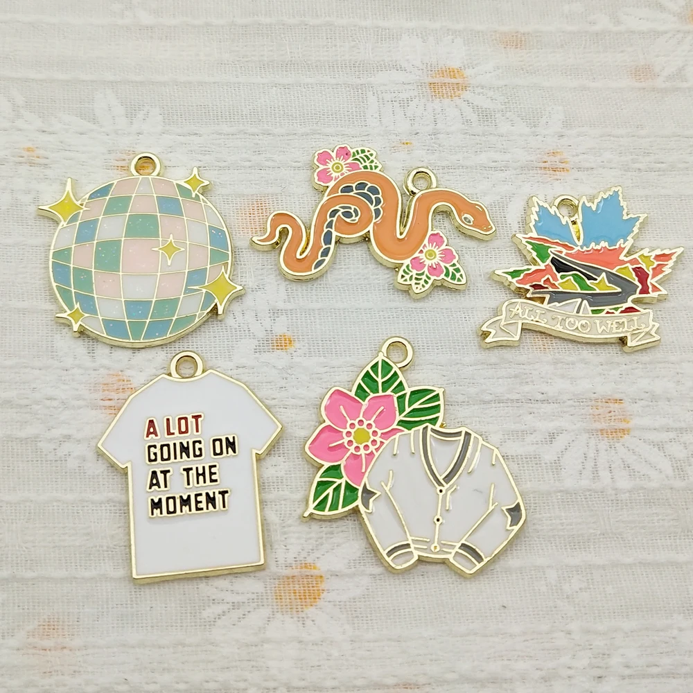 10 قطع الأفعى الكرتون سحر لصنع المجوهرات القرط الهاتف المفاتيح سوار قلادة diy الاكسسوارات سبائك معدنية مطلية بالذهب #3