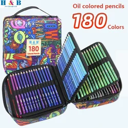 H & b-初心者向けの色鉛筆セット、品質のオイルベースのアート描画キット、消しゴムとシャープナー、プロのギフト、180色、120色、72色