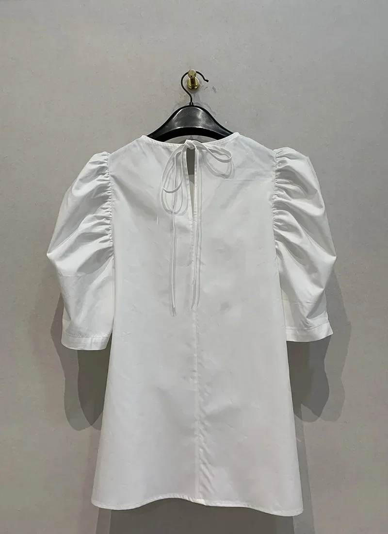 Japanese Casual Camisas Puff Short Sleeve Shirts & Blouses O-neck Blusas Fashion Ropa Mujer Spring Summer 2025 New Tops