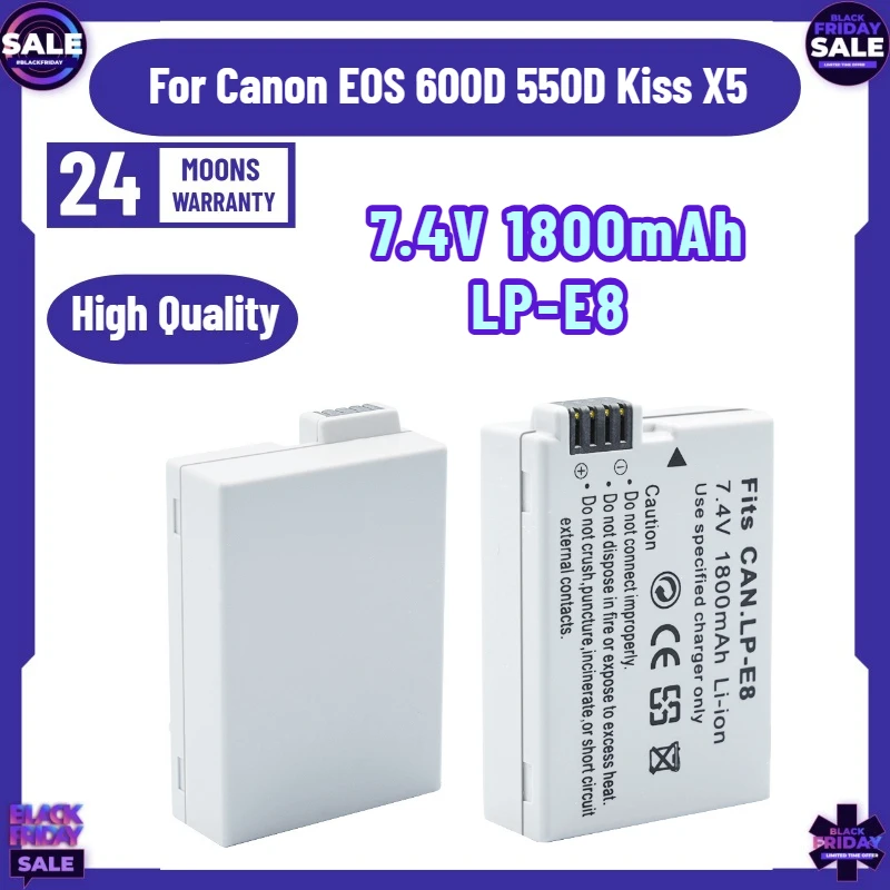 Аккумулятор для камеры 7.4V 1800mAh LP-E8 для Canon EOS 600D 550D Kiss X5