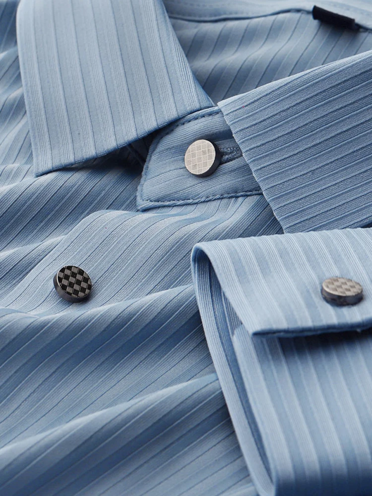 

Long Sve Casual irt for Men Spring Busin Office Wear Sl Trendy Stand Fit Nylon Spandex Blend