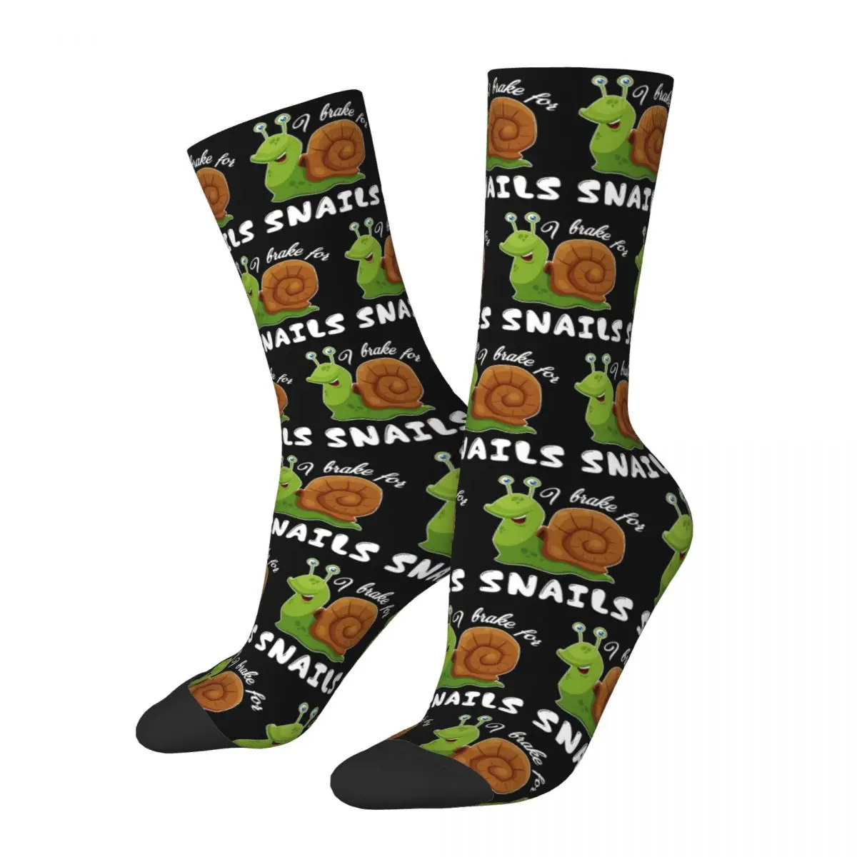 Snail - I Brake For Snails Socks Harajuku High Quality Stockings All Season Long Socks Accessories for Man's Woman's Gifts