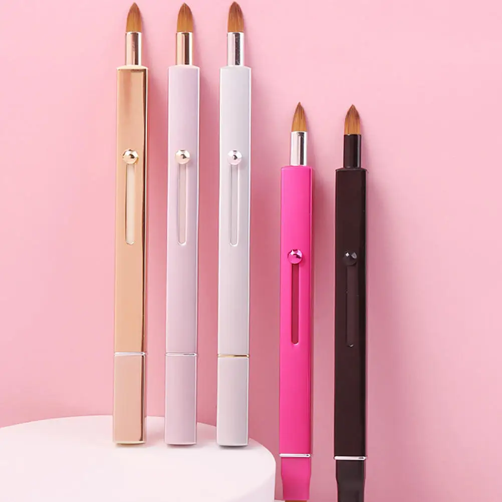 1pc Double-Ended Dual-Purpose Makeup Brush Retractable Lip Gloss Applicator Portable Tool For Foundation Concealer