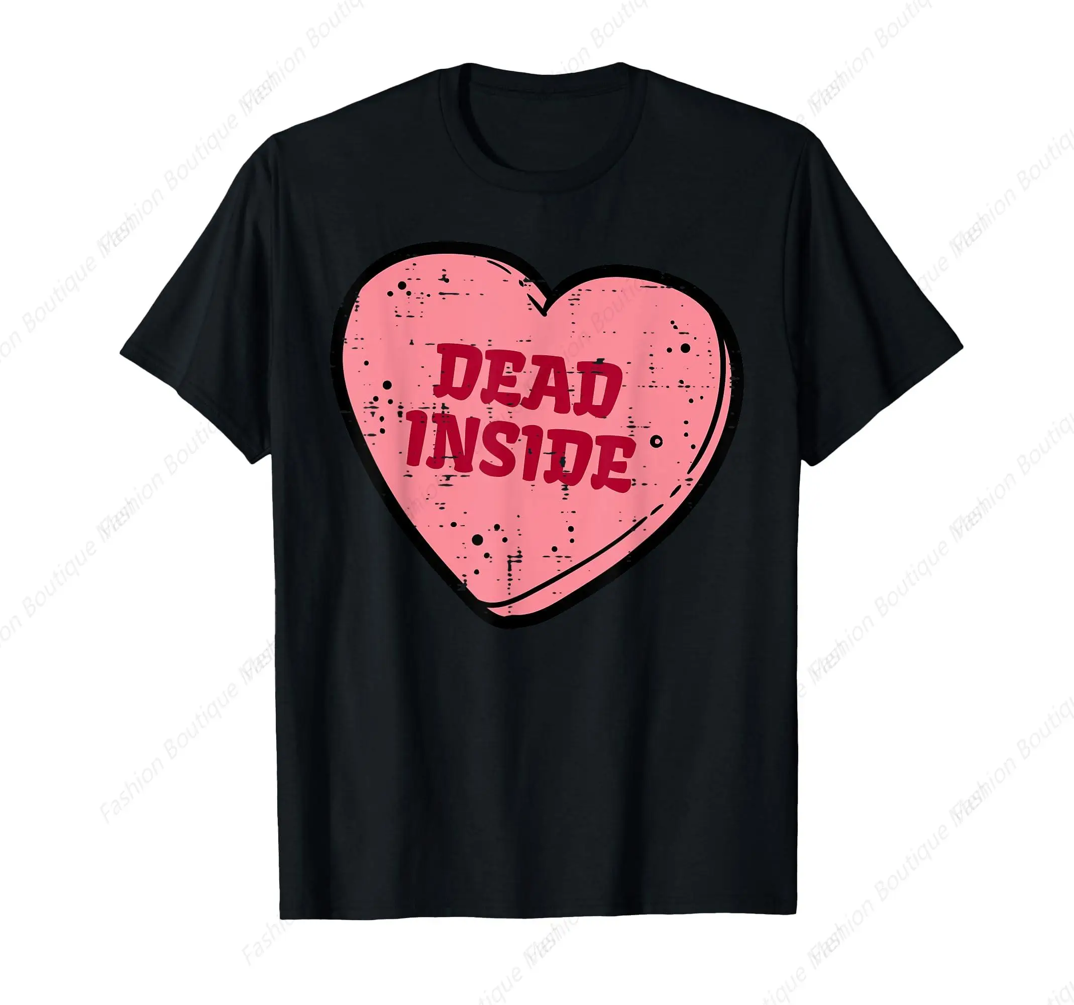 

Abstract Anti Valentines Day Dead Inside Heart Funny Single Awareness T-Shirt Cotton O-Neck Tee