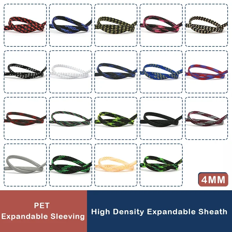 

1~50M PET Expandable Cable Sleeve 4mm Tight Braided High Density Hardness Insulate Line Protect Sleeving Wire Wrap Gland Sheath