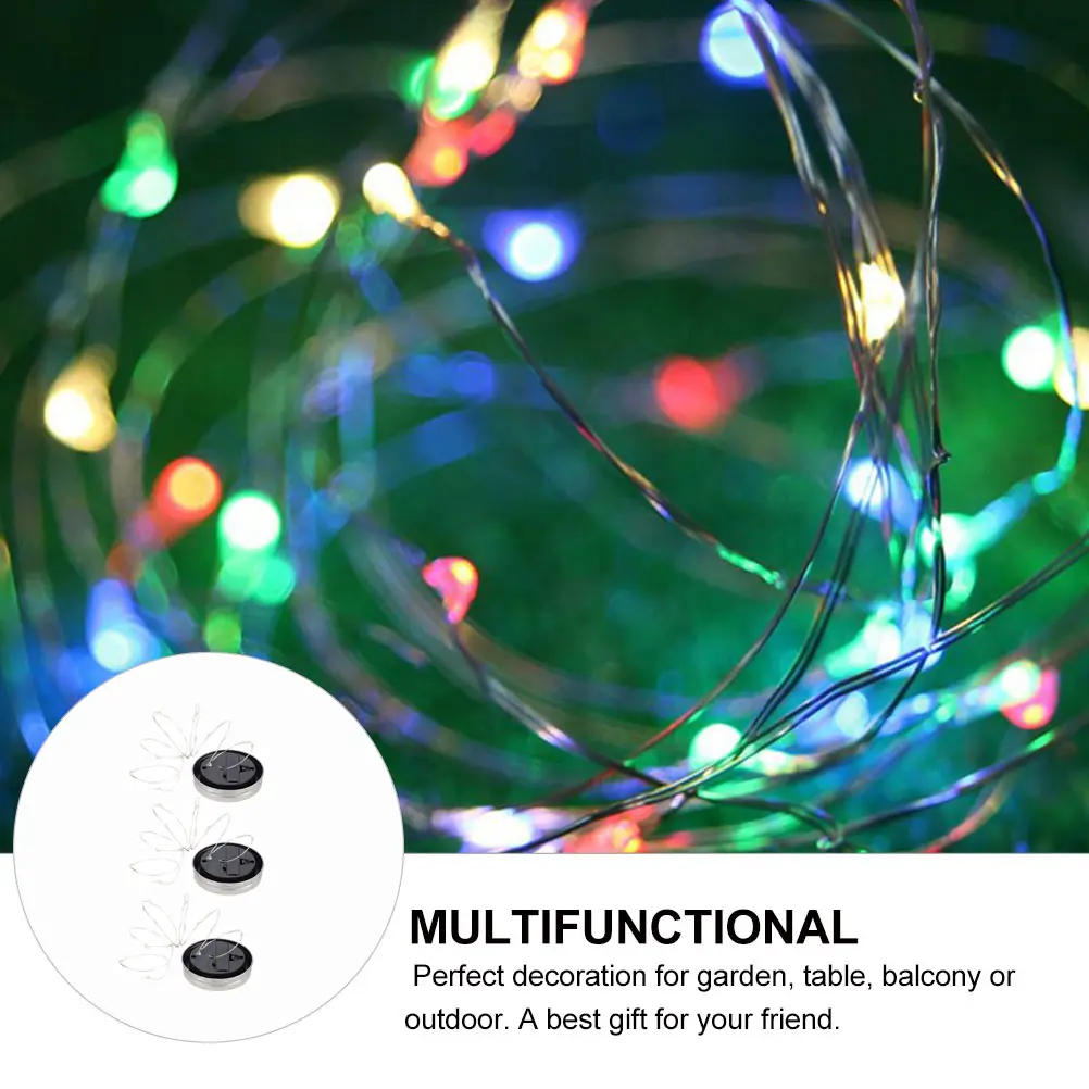 

3 Pcs Bottle Cap String Lights Solar Powered Warm Atmosphere Garden Table Balcony Outdoor Decoration Holiday Lighting Jar