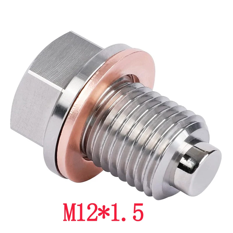 M14 x 1.5 M12 M16 M18 M20 M24 Magnetic stainless steel Oil Drain Plug Sump Drain Nut Bolt with 1 Copper Gasket