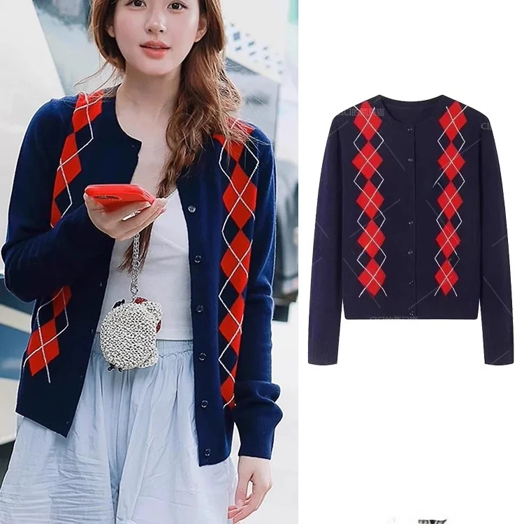 

Square id Knitted ort Sweater Coat round Ne Color Blo Ladies Casual Wear Chinese Brand Commute Sle