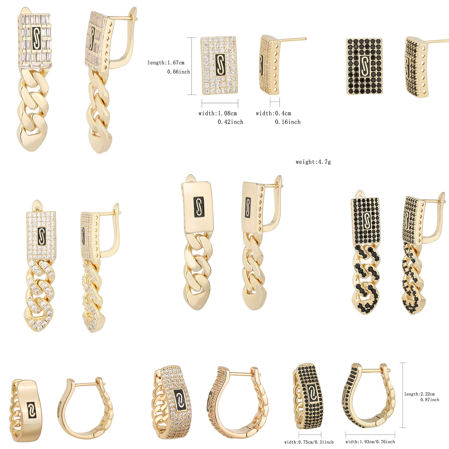 Simple Minimalist Women Earrings, 14K Gold Plated Brass Fashion Accessories for Commute, Work and Evening Occasions