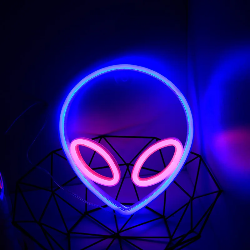 Alien Neon Signs LED Sign Alien Neon Signs for Game Room Wall Decor Hip Hop Party Neon Signs For Green Wall Decor