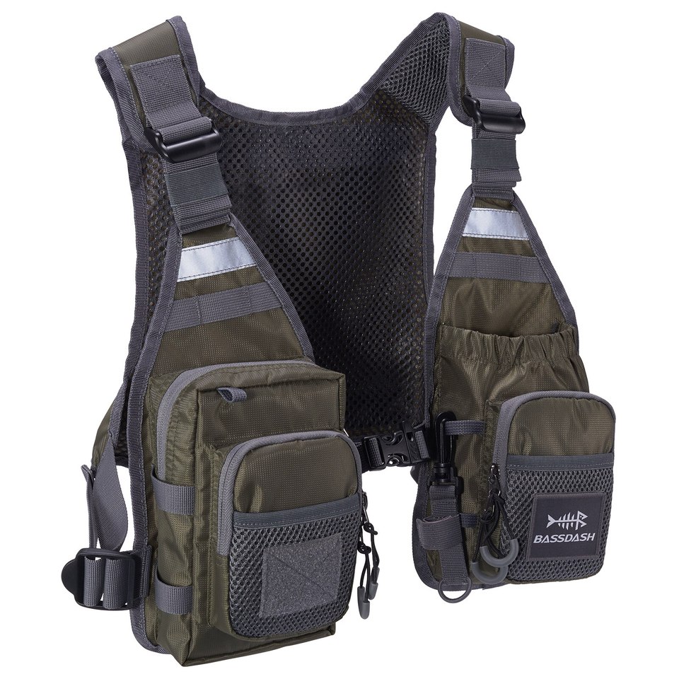  Bassdash FV08 Ultra Lightweight Fly Fishing Vest for Men and Women Portable Chest Pack One Size Fits Most 