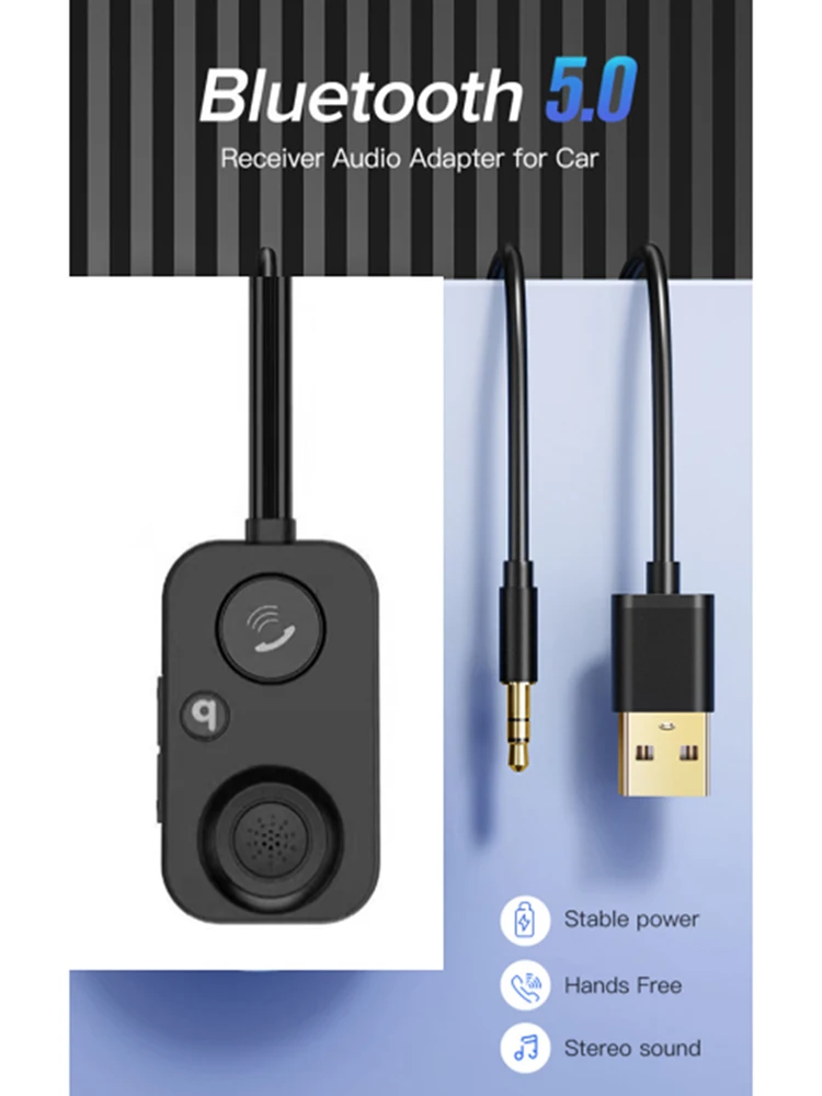 Wireless Car Adapter FM Transmitter Car Receiver Bluetooth-Compatible Audio 3.5mm for Hands-Free Car Amplifier Speaker Headphone