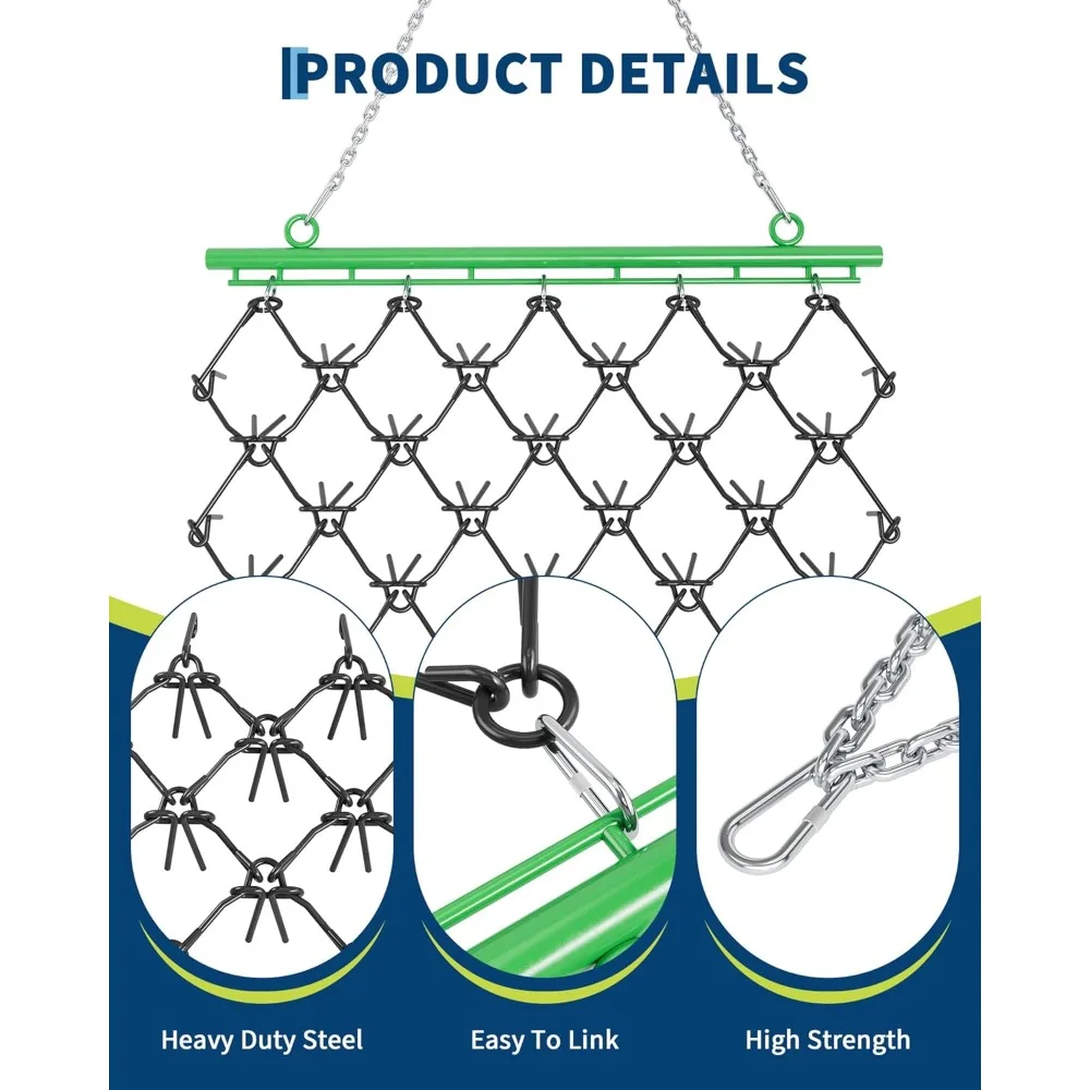 頑丈な5フィート×4.5フィートのドラッグハロー、3/8インチのタイン付き、ATV、UTV、芝刈り機に最適 - 土地の整地、整地作業、パス作業に最適