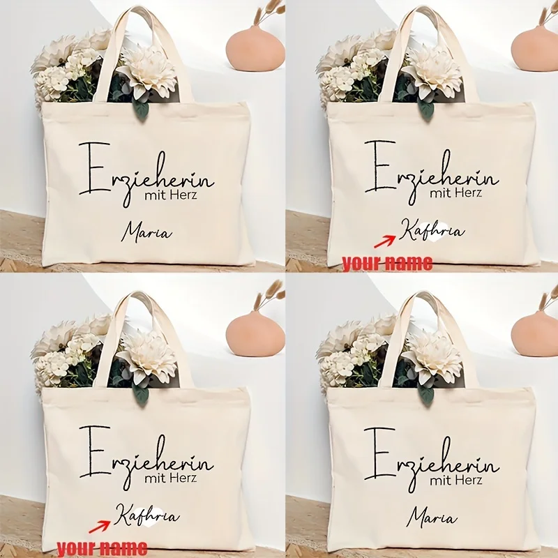 

Customizable Name Reusable High Quality Handbag Durable Open Top for Teacher Appreciation Gifts Travel Commute Personalized Gift