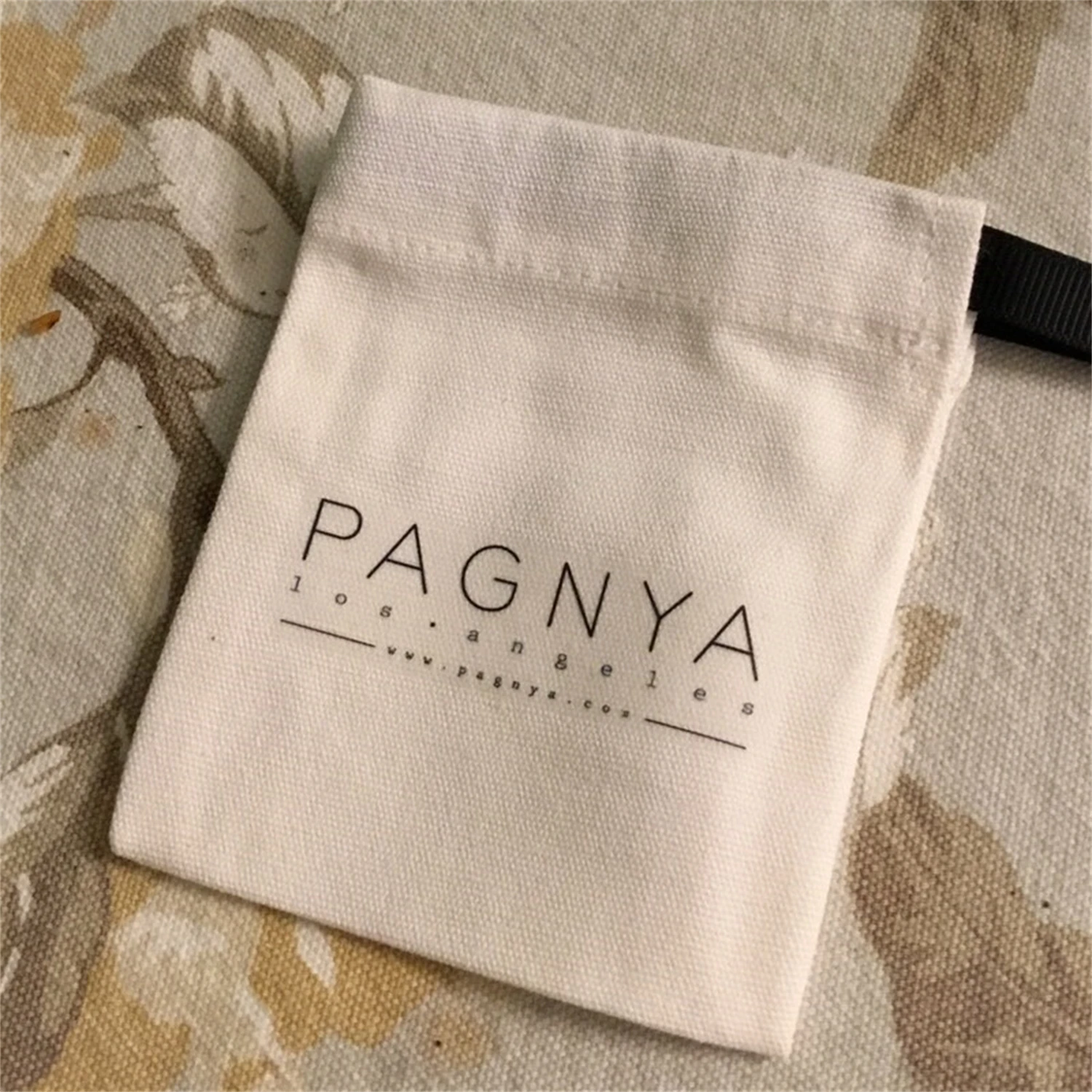 

50 personalized jewelry packaging wedding favor bags small white Cotton canvas bags custom logo mini drawstring bag jewelry gift
