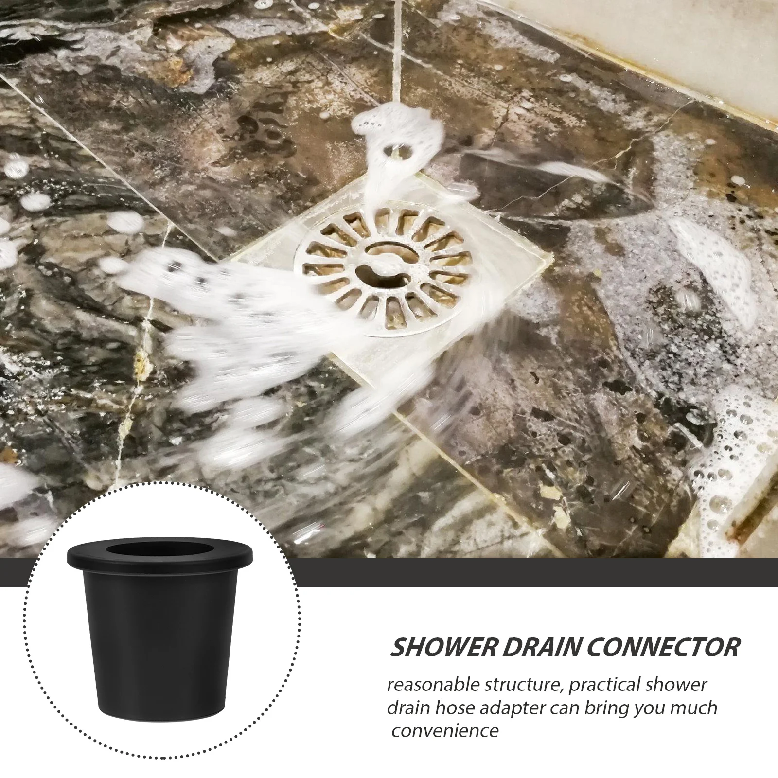 

1pcs Black Disc Drain Connector Sturdy Shower Drain Hose Adapter Smooth Reusable Bathroom Accessory For Long Term Use