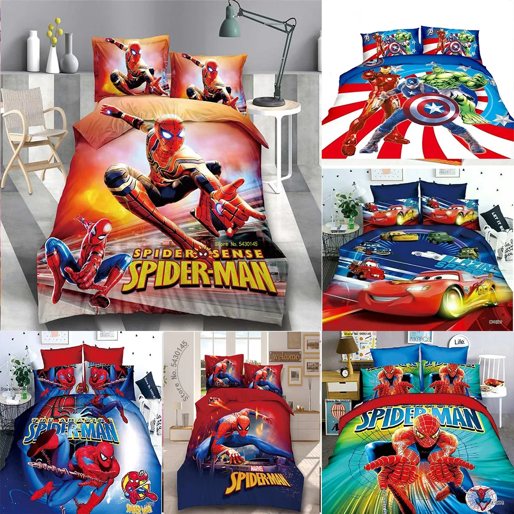 

Disney Boys Duvet Cover Sets Cars McQueen Captain America Bedding Set Cartoon Sheet Boy Bedspreads Gifts