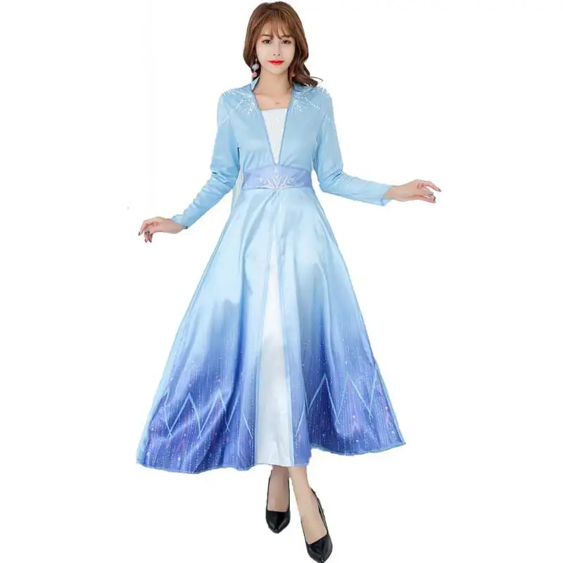 Women Frozen Elsa Light Up Costume Ocean Riding Dress Cosplay New Clothes Children Anime Film Princess Role Playing Sets