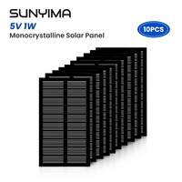 5pcs SUNYIMA Monocrystalline PET Solar Panel 107*61 5V1W Photovoltaic Power Panel Module Charging Monocrystalline Solar Cells