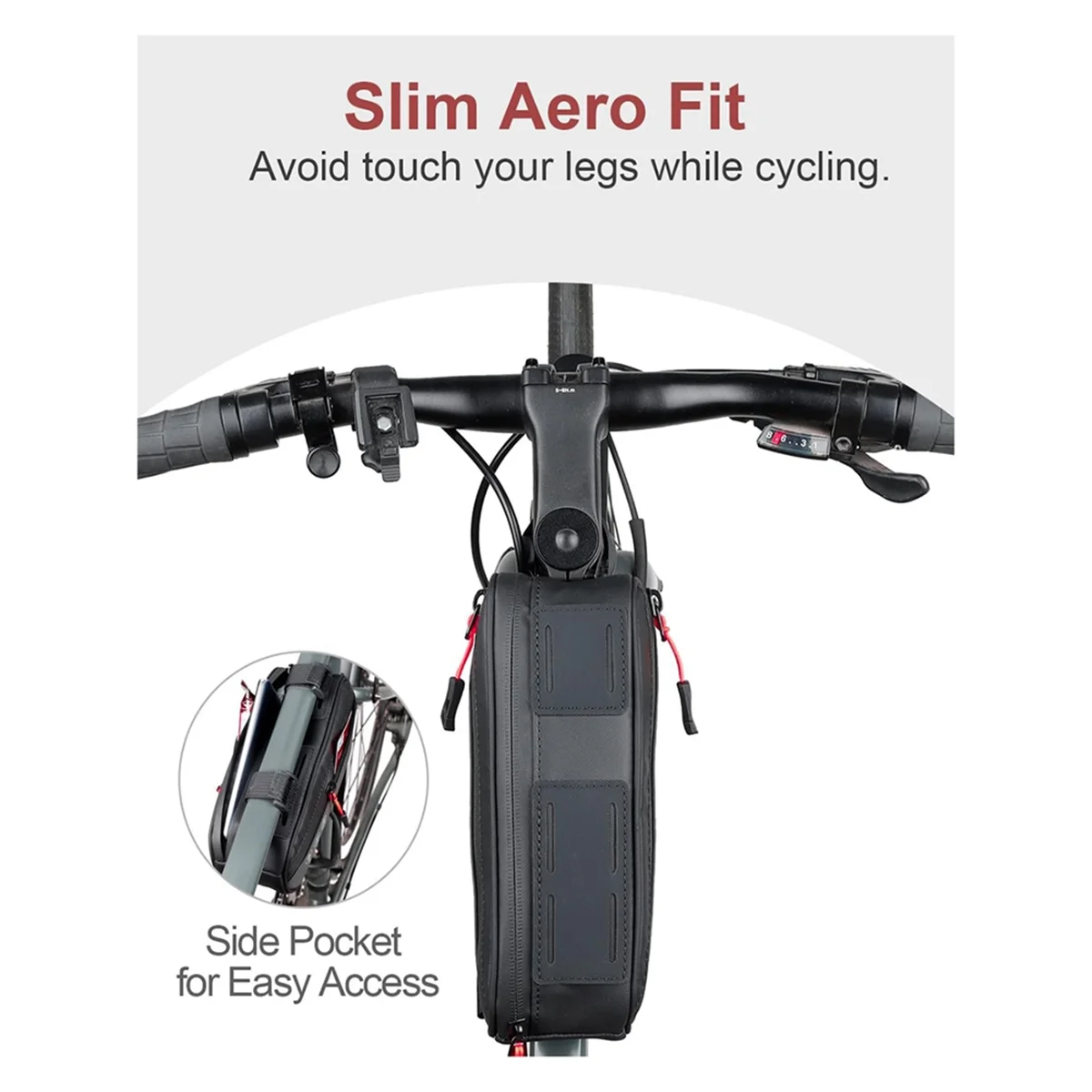 

A56XQ Bike Frame Bag, Waterproof Bicycle Bag with Two Side Pockets, Bike Tube Storage Pouch for Mountain Road Bike