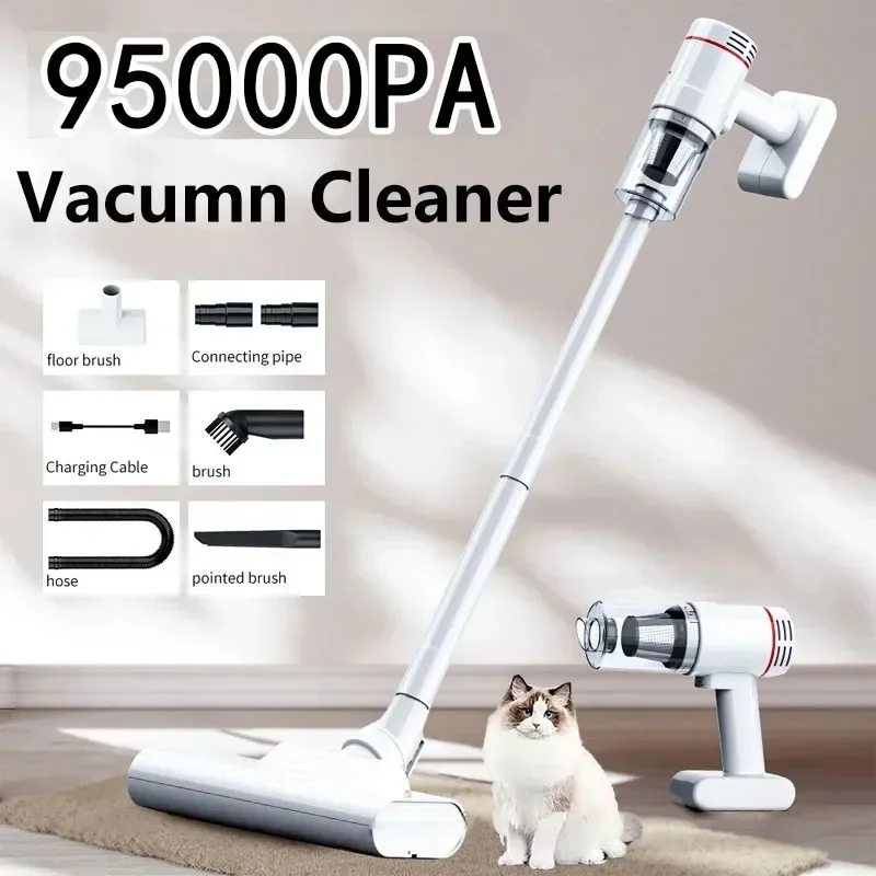 Aspirateur sans fil pour voiture et maison, collecteur de poils d'animaux, moteur sans balais, aspiration de bain, utilisation par les touristes, nouveau, 95000Pa