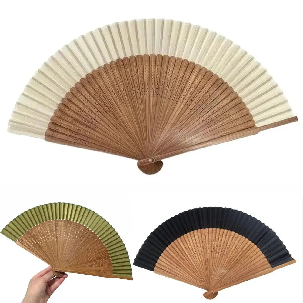 Ancient Style Portable Bamboo Folding Fan Short Folding Simple and Elegant Handheld Fan Foldable Decorative Bamboo Fan Catwalk