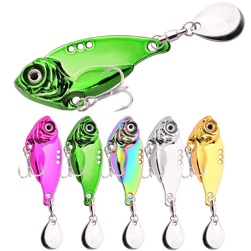 VIB Rotating Sequin Spoon Fishing Lure 7g-20g Metal Spinner Swimbait Fishing Crankbait Bass Artificial Bait Cicada Pesca Tackle