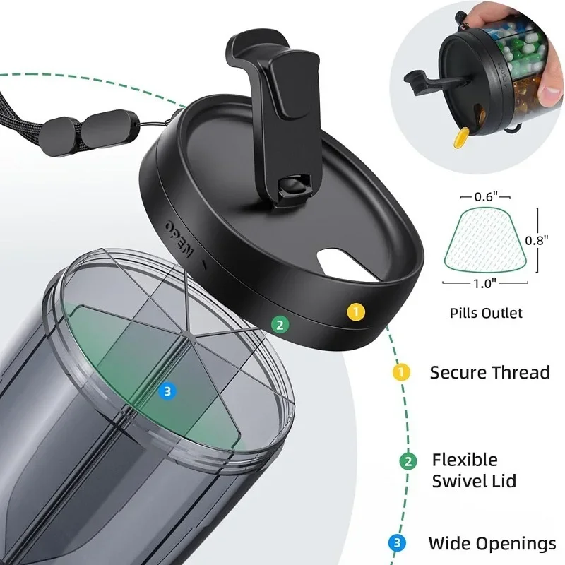 Premium Airtight Pill Storage Containers - PP Plastic Transparent Canisters with Moisture Proof Lock for Dry Goods & Medicine