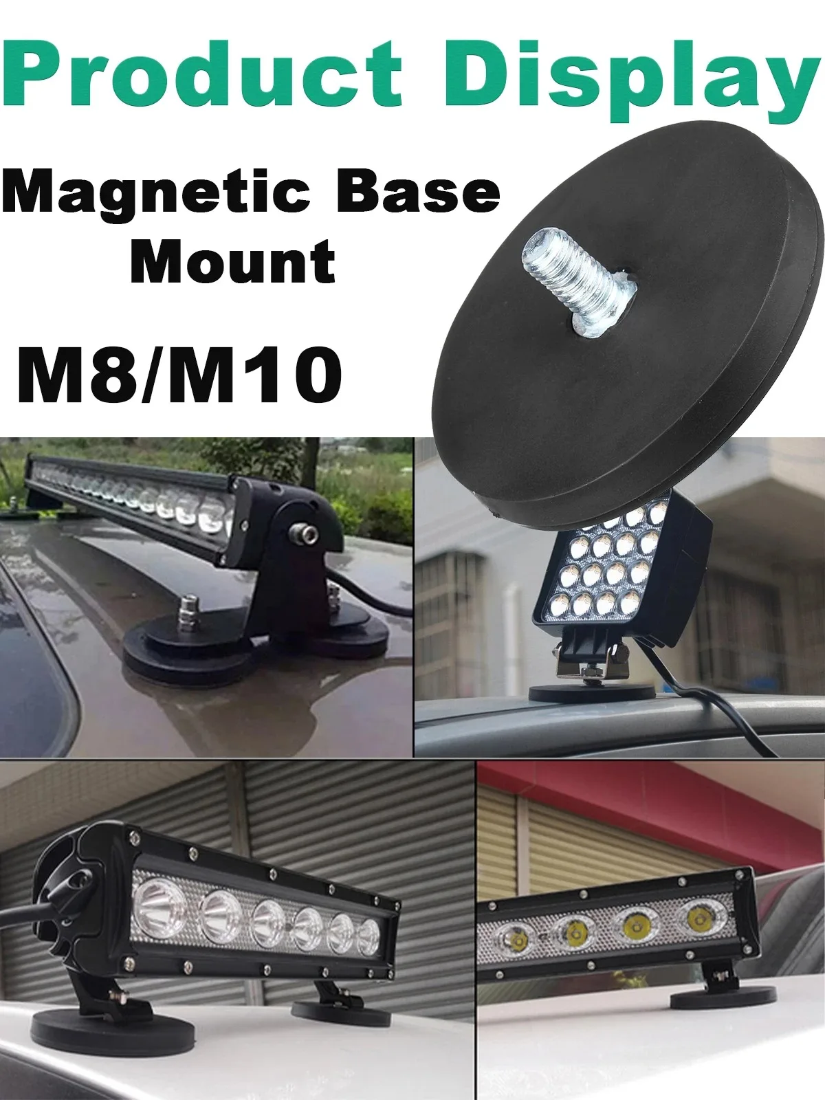 2PCS 66mm/88mm M8/M10 Bolt Magnetic Base Mount Bracket Clamp LED Work Light Bar Holder SUV Offroad image 4