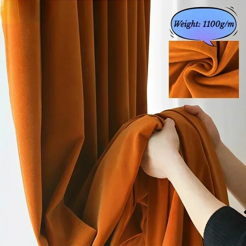 Tende termiche di lusso in cashmere per soggiorno, camera da letto oscurante, sala, caldo arancione, elegante tessuto isolante anti-freddo