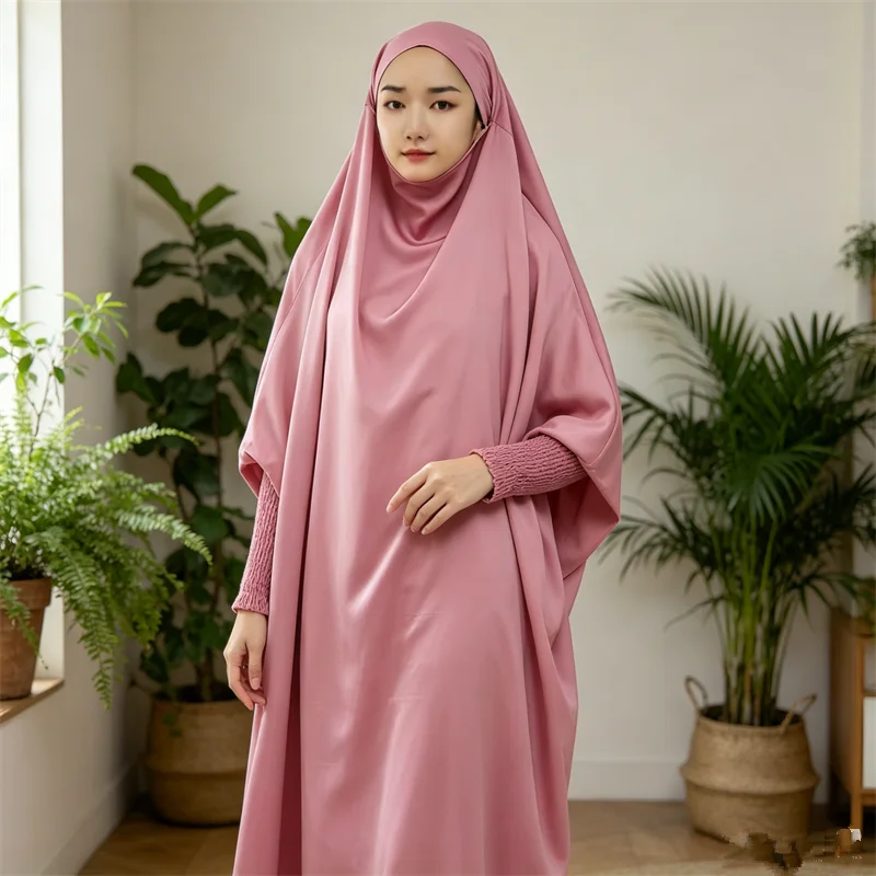 

Eid Hooded Abaya Muslim Women Overhead Dress Prayer Garment Arabic Robe Ramadan Islam Clothing Modest Djellaba Jalabiya Kaftan