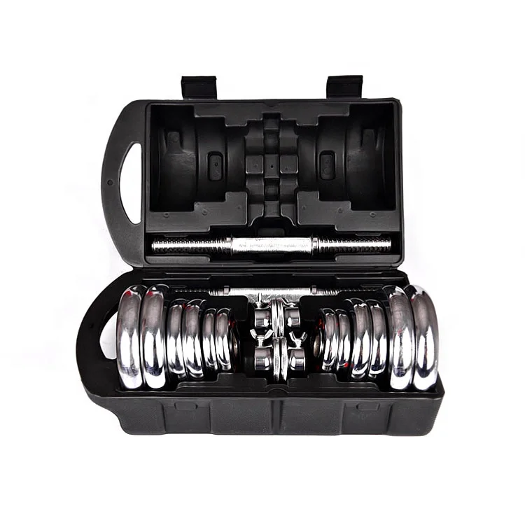 

15kg 20kg 25kg 30kg Chrome Dumbbell Sets With Knurl Bar