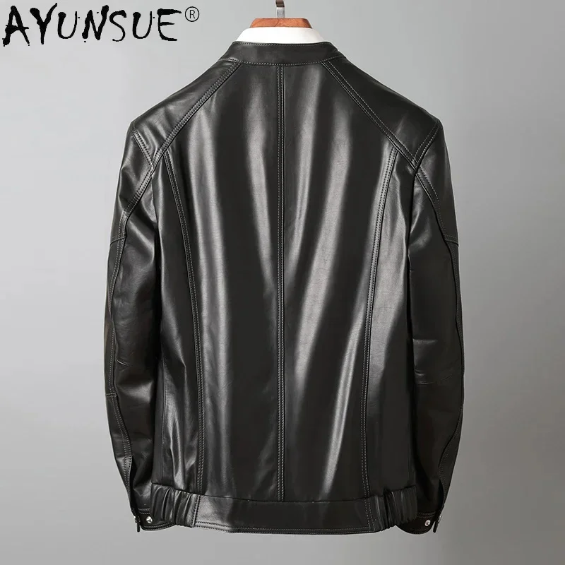 AYUNSUE 100% Genuine Leather Jackets Male Autumn Fashion Black Real Cowhide Jacket Men's Clothes Chaquetas Hombre Gmm398