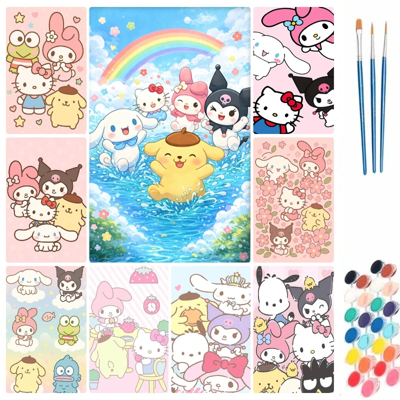 DIY Oil Painting By Numbers Kit Sanrio Cartoon Theme Acrylic Paint By Numbers Diy Numbers Painting Art on Canvas By Numbers