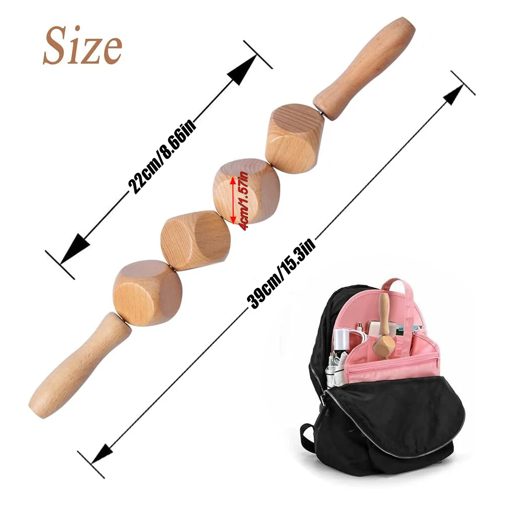 Wooden Cube Massage Roller Stick Anti Cellulite Lymphatic Drainage Massager, Maderoterapia Colombiana, Body Muscle Pain Relief