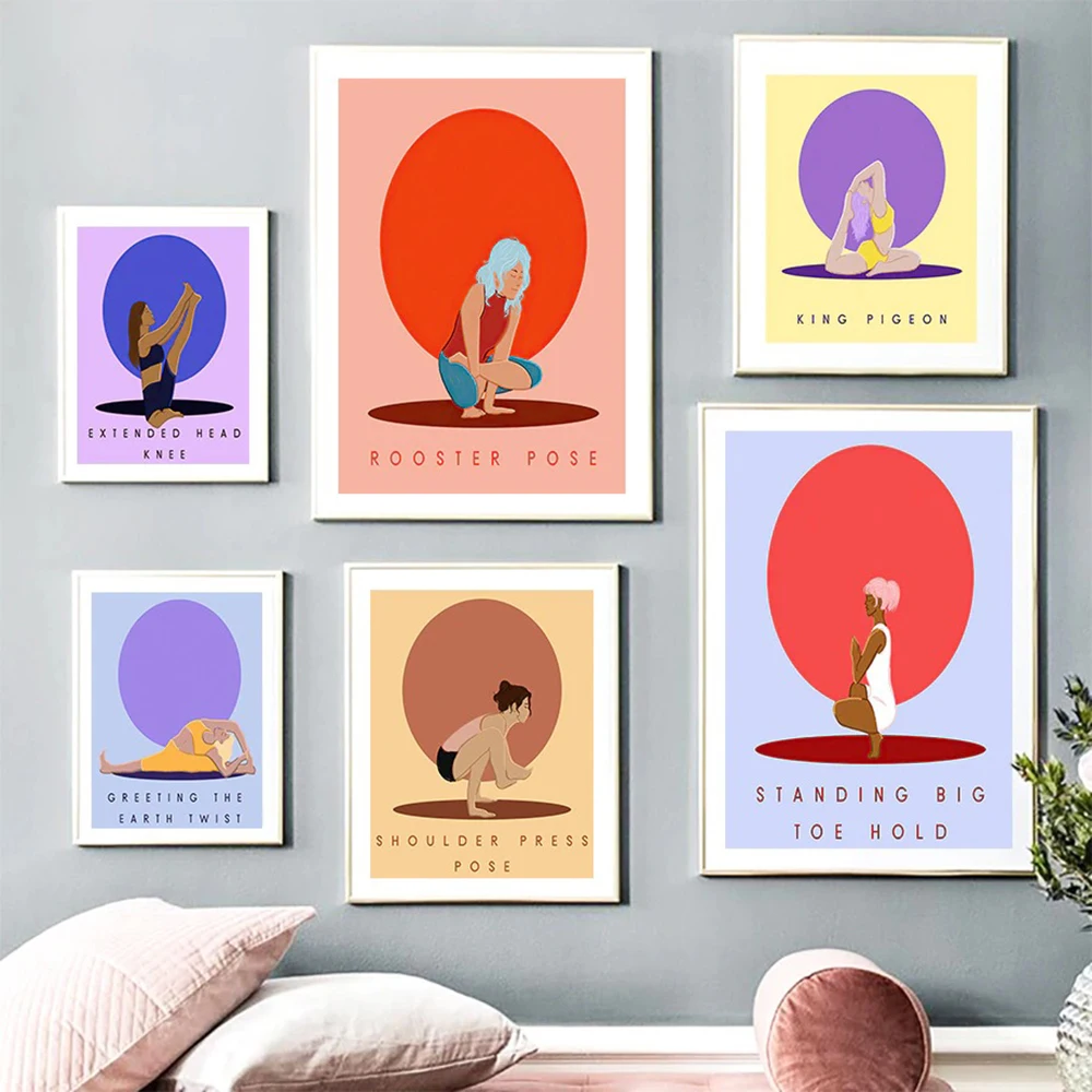 1pc frameless Canvas Painting (No frame)Yoga infographics abstract wall art canvas painting bodybuilding nordic posters and prin