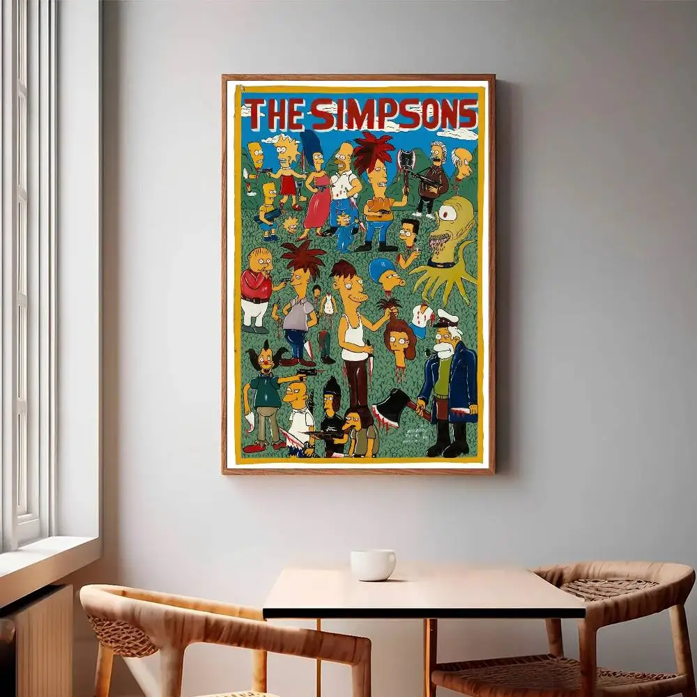 The Simpsons Poster Self-adhesive Wall Art Decorations Room Decor HD Frameless