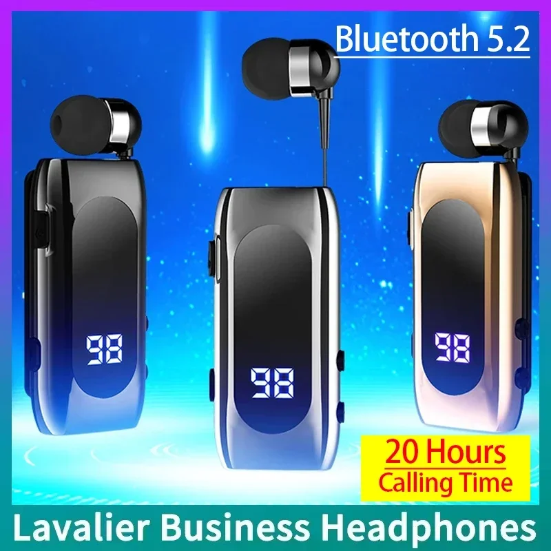 Hot K55 Lavalier Business Bluetooth Headphone LED Digital Display Talk/Music Time 20 Hours Noice Cancelling Wireless Earphones