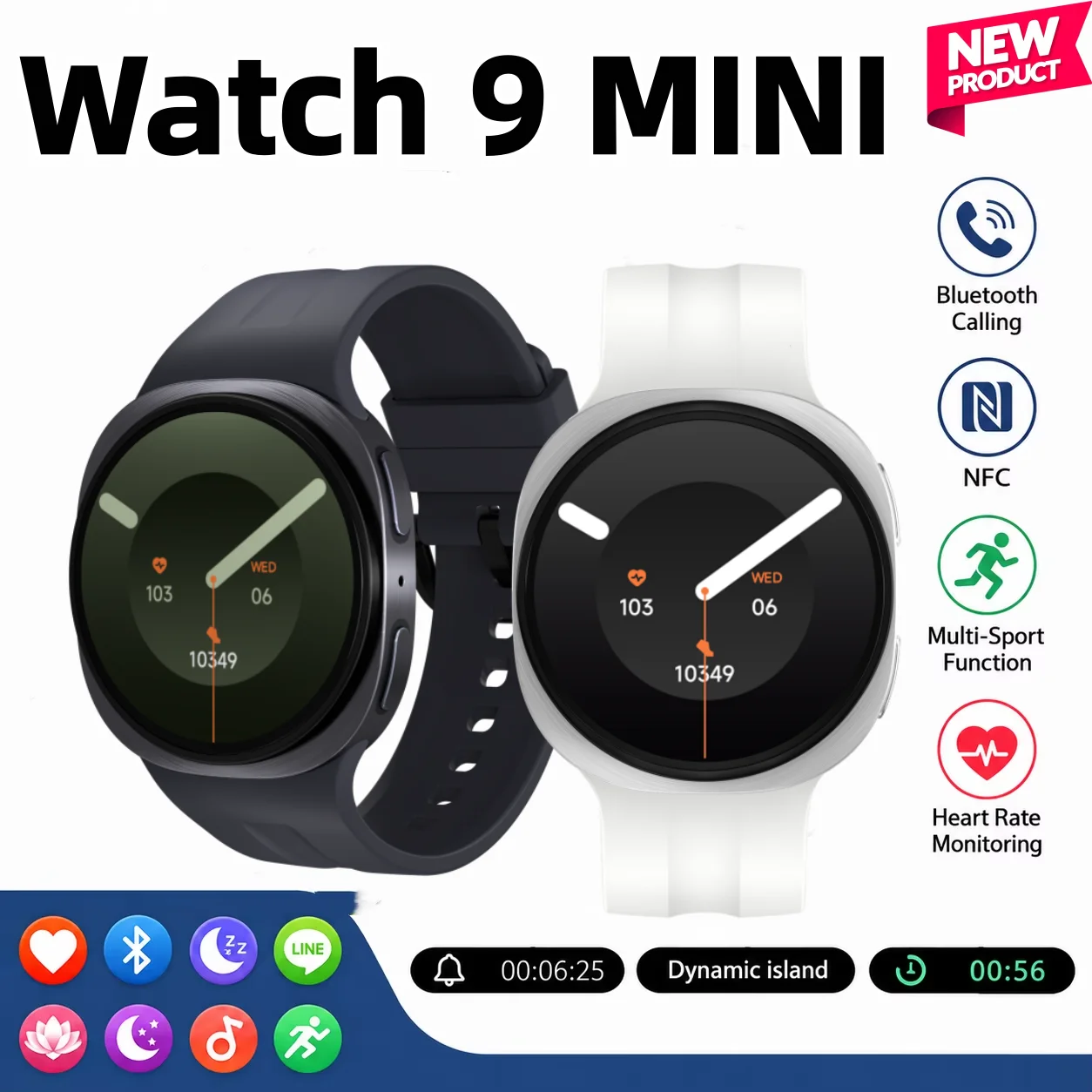 2026 Nuovo Smartwatch con Navigazione GPS e Mappa per Uomo e Donna, Orologio Sportivo con Bussola NFC, Chiamate Bluetooth, Smartwatch AMOLED HD 9 mini
